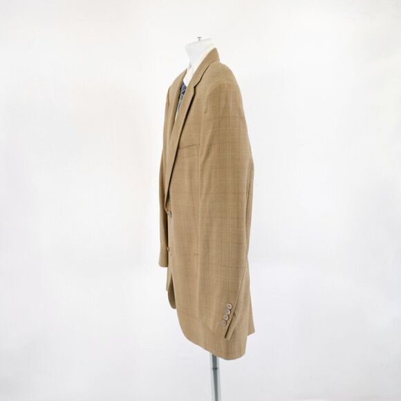 Hart Schaffner Marx Tan Basketweave Windowpane Sport Coat / Blazer 44L 2 Button‎ - Picture 5 of 13